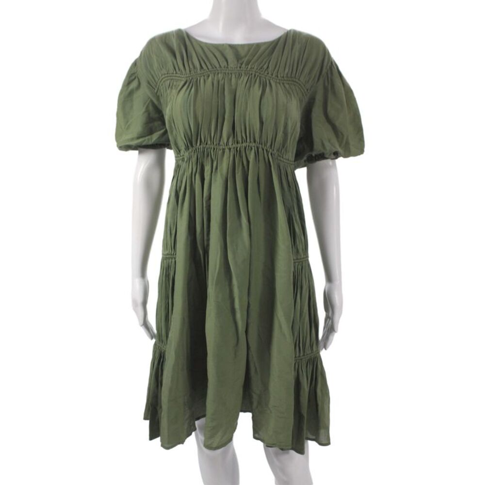 Merlette Women Trapeze Swing Bohemian Dress Green Short Sleeve Size M